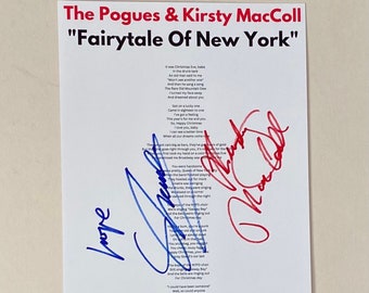 The Pogues "Fairytale Of New York" Signed A4 Lyric Sheet