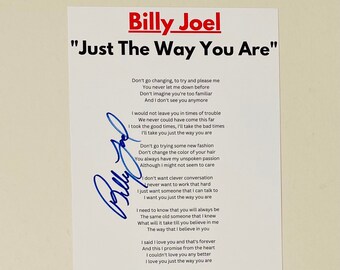 Billy Joel Signed "Just The Way You Are" A4 Lyric Sheet