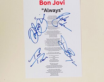 Bon Jovi Signed "Always" A 4 Lyric Sheet