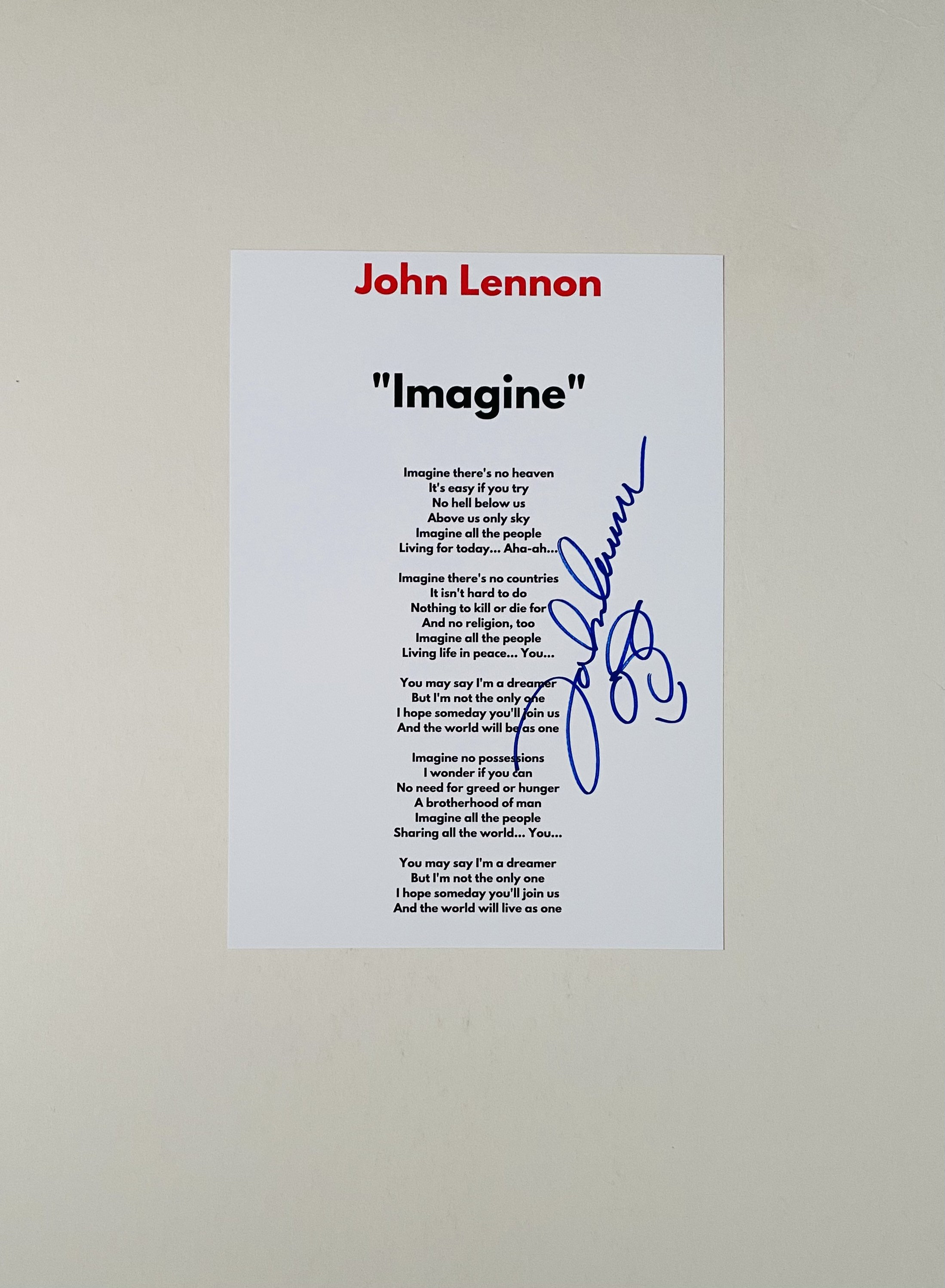 Imagine - John Lennon - Above Us Only Sky Lyrics Text Poster for Sale by  Sago-Design