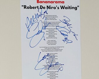 Banarama "Robert De Niro's Waiting" Signed A4 Lyric Sheet