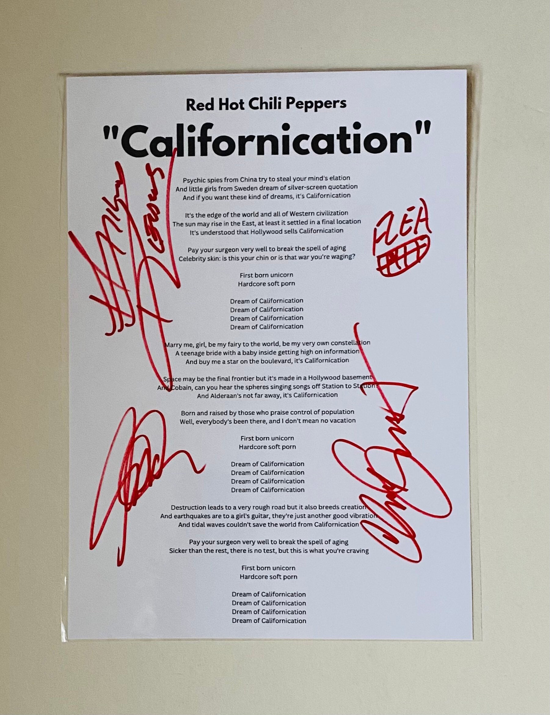 Red Chili Peppers Autographed A4 - Etsy