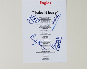 The Eagles Signed and Framed 'Get Over It' Lyrics Sheet - CharityStars