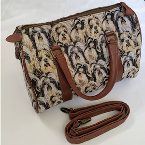 vintage Bradford Exchange Constant Companion Handbag Yorkshire Terrier Yorkie Print