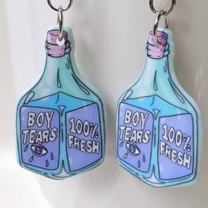 New creepy Halloween earrings boy tears fresh dangle - lightweight