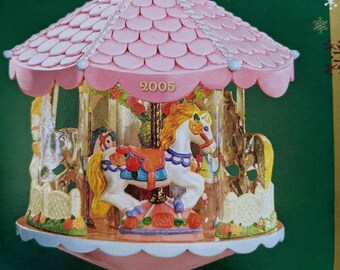Vintage heirloom pretty ponies carousel CHRISTMAS TREE ornament htf