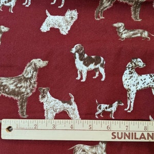 1 yard Laura Ashley Hunterhill dog dogs red fabric dachshund terrier dalmatian