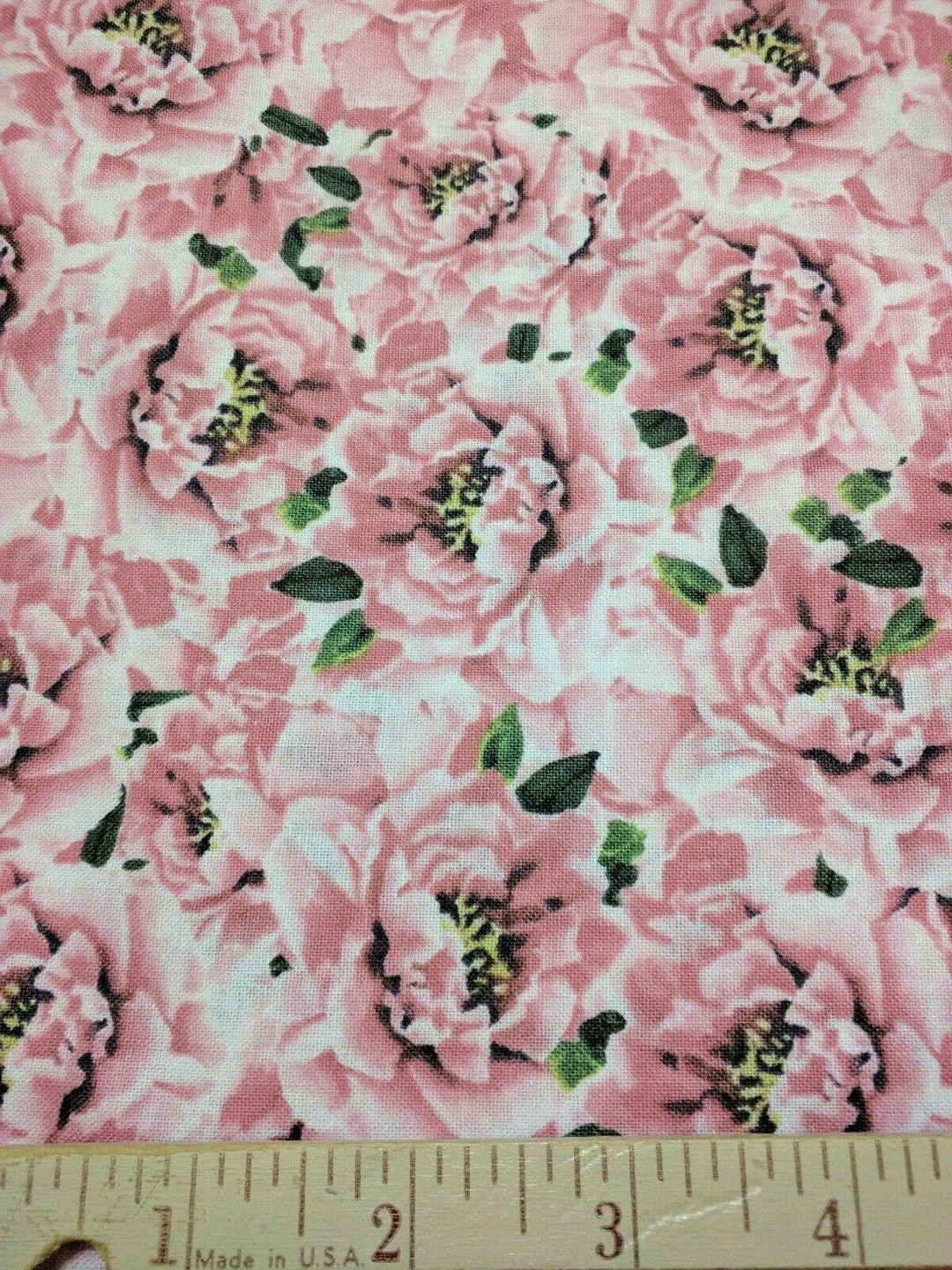 1 Yard Marco Fabiano Pink Roses Flower Floral Forever Fashion Cottom ...