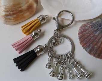 Chess keychain keyring key chain ring tassel burlap gift bag pouch birthday