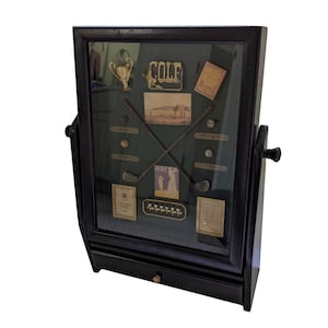 vintage Golf framed 3d shadow box mirror tees balls trophies
