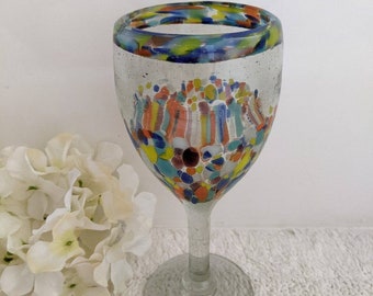 Blown glass wine Goblets colorful