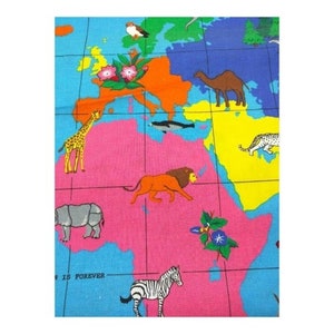 VIP Save Love Erde Planet Regenwald Karte Tier Baumwollstoff Quilt Craft BTY