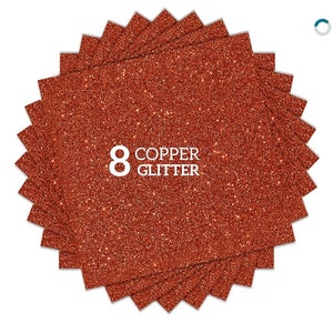 2 Packs x 8 sheets Copper Orange Glitter HTV Heat Transfer Vinyl Bundle