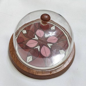 Vintage 70 Fred Roberts Japan wood cheese platter cutting board dome retro bread