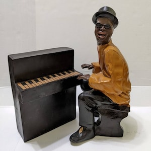 Vintage RAY CHARLES Statue Figurine Historical American Legend Playing The Piano