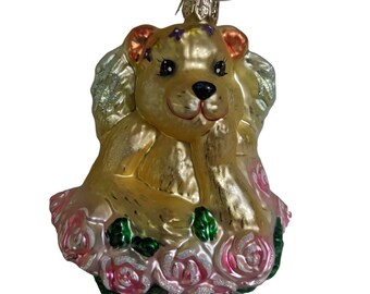 Christopher Radko “Rosy O’Bear”Hand Blown Glass Angel Bear Ornament w/Tag Poland