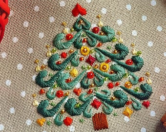 YEESAM ART Kreuzstich-Set 'Weihnachtsbaum & Schneemann' – Vorgedruckter 11 CT Stoff 67x53 Cm, Inkl. Garn & Nadel