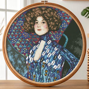 Klimt Kreuzstich Emilia Love Muster pdf - Lady Beauty Gustav Klimt Art Deco Stickerei runder Kreuzstich klimt Malerei