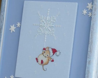 Mouse Cross Stitch Snowflake pattern PDF - Christmas Cross stitch Mouse Embroidery Cute mouse Needlepoint Nursery Cross Stitch Xmas Mouse