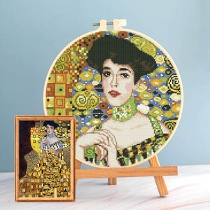 Klimt Kreuzstich Adele Muster pdf - Art Deco Kreuzstich klimt Adele Stickerei runder Kreuzstich klimt Adele Porträt Nadelspitze