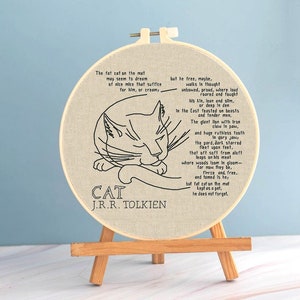 Cat cross stitch Tolkien pattern pdf - Poem cross stitch inspirational Tolkien embroidery custom text cross stitch cat embroidery prayer dmc