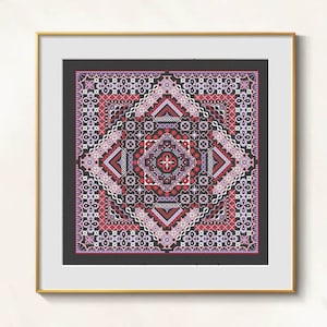 Purple Ornament Cross Stitch blackwork pattern pdf Biscornu Embroidery Geometric Cross Stitch Pincushion Cross Stitch Biscornu dmc blackwork