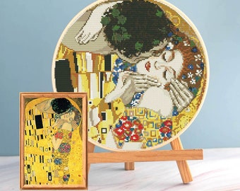 Klimt Punto Croce Bacio schema pdf - Il Bacio punto croce klimt art deco ricamo facile punto croce rotondo klimt bacio coppia mezzopunto