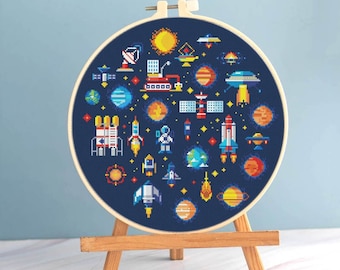Space Kreuzstich Astronaut Muster pdf - Kreuzstich Weltraum Planeten Sterne Kreuzstich Weltraum Flug Star Wars Chart