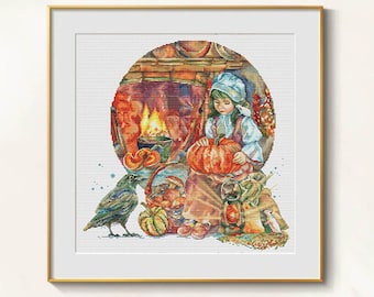 Cinderella cross stitch fairy pattern pdf - Fairy Tale cross stitch fireplace princess embroidery cinderella needlepoint pumpkin dmc chart