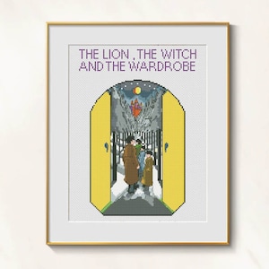 Lion witch & wardrobe cross stitch Narnia pattern pdf - Fairy Tale embroidery Chronicles Narnia cross stitch Narnia Book Cover needlepoint