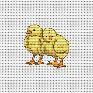 Chickens cross stitch baby pattern pdf - Baby Chicks embroidery blackwork mini cross stitch little chickens needlepoint yellow baby chics