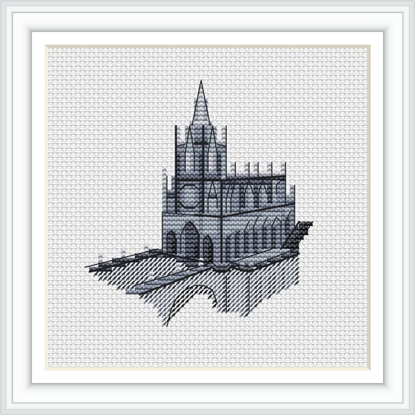 Columbia Cross Stitch Las Lajas Pattern pdf, Las Lajas Shrine cross stitch Columbia embroidery travel cross stitch chart mini cross stitch