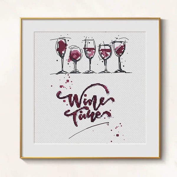 Motif rigolo au point de croix vin du temps pdf - broderie de vin drôle de cuisine point de croix point de croix vin temps citation vin rouge broderie dmc