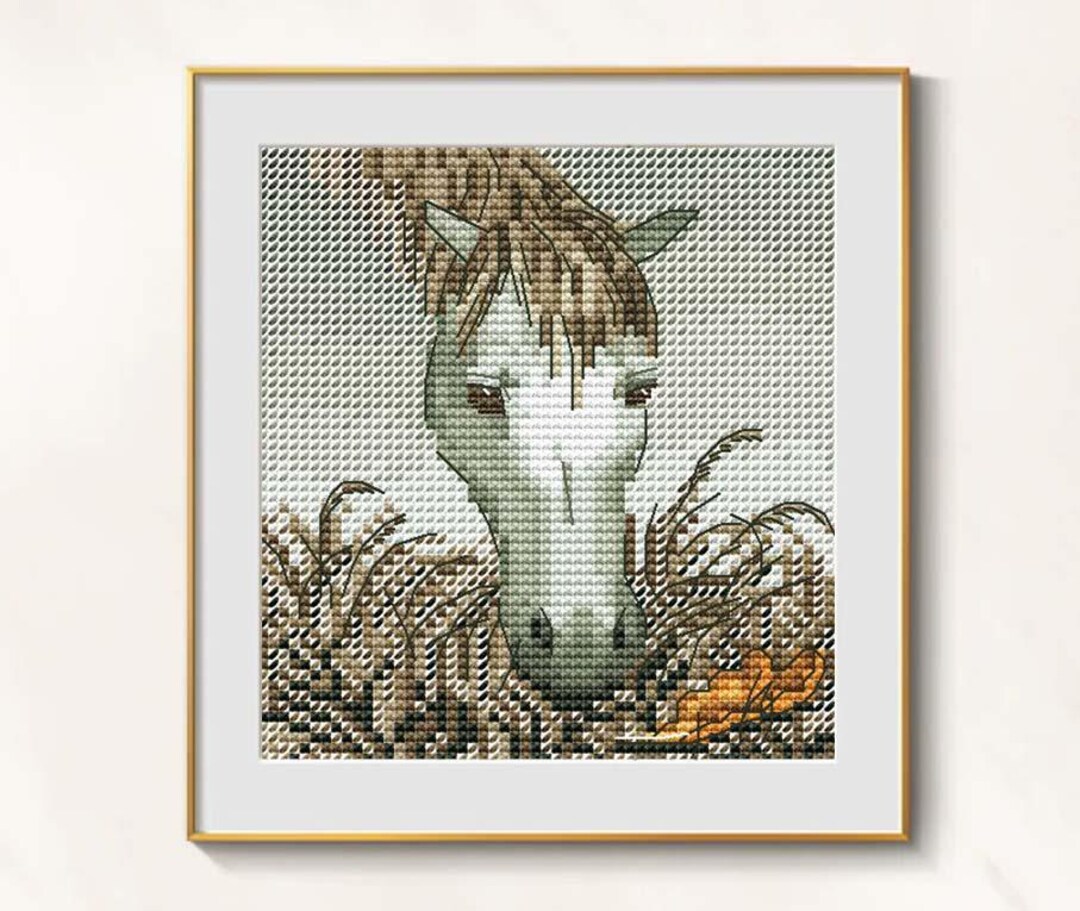 White Horse Head Cross Stitch Pattern PDF, Rustic Farm Embroidery Chart ...