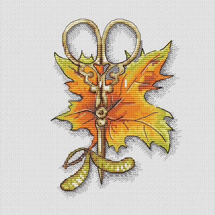 Maple Leaf Cross Stitch Scissors Pattern Pdf - Autumn Colors Embroidery ...