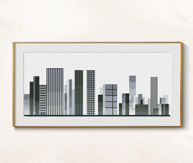 City Cross Stitch Urban Pattern Pdf - Skyscrapers Cross Stitch Modern ...