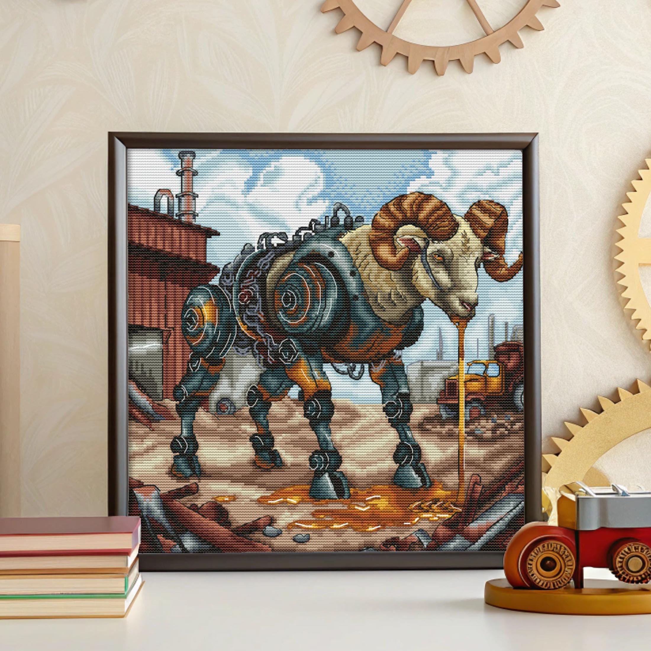 Ram Cross Stitch Steampunk Pattern Pdf - Mechanic Cross Stitch ...
