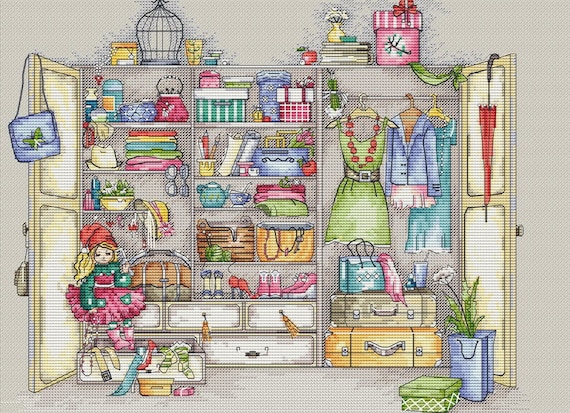 the lady's dressing room pdf Wardrobe Cross stitch dresses pattern Sisters pants