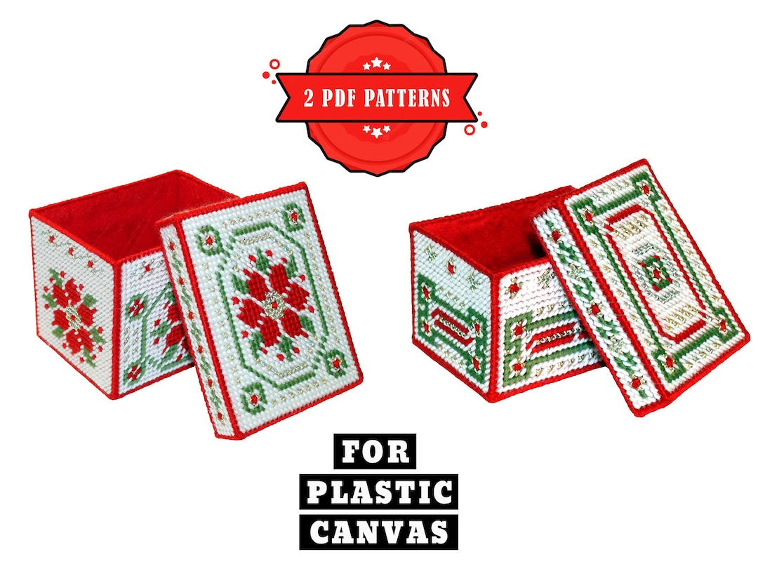 Christmas Box Plastic Canvas Cross Stitch Pattern Pdf - Xmas Box Easy ...