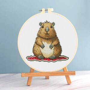 Capybara cross stitch easy pattern pdf - Funny Nursery capybara embroidery beginner cross stitch Funny Capybara cross stitch baby animal dmc