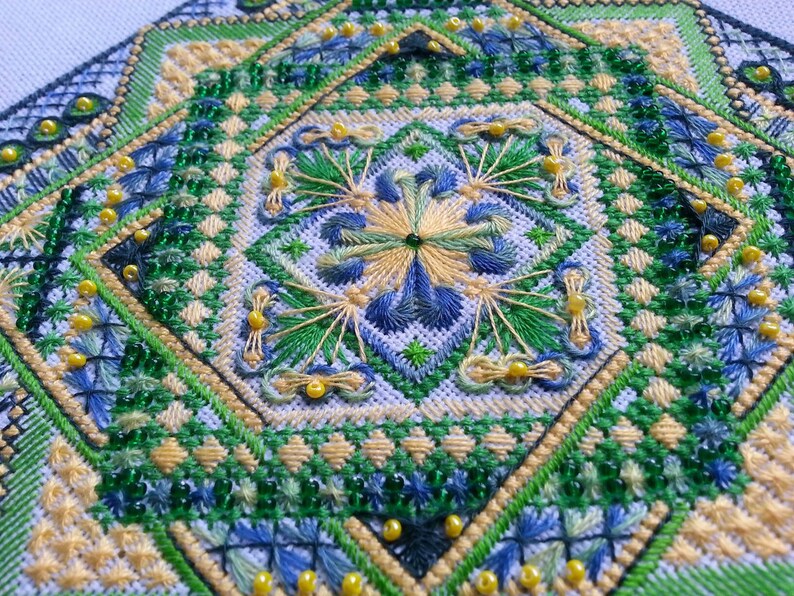 Medieval Cross Stitch Ornament Pattern Pdf Blackwork Etsy