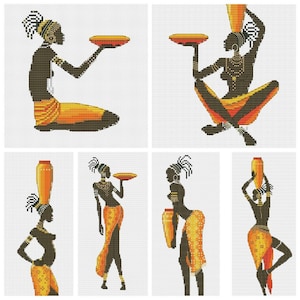Afrikanische Frau Kreuzstich Volkskunst Muster Pdf - Einfache Kreuzstich Afrika Stickerei Anfänger Kreuzstich Afrikanische Folklore Schwarzarbeit