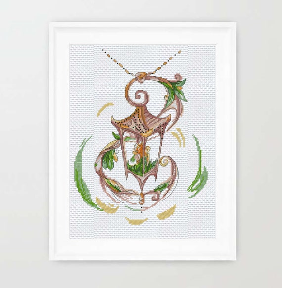 Lantern Cross Stitch Magic Light Pattern Pdf Old Lamp Cross Etsy