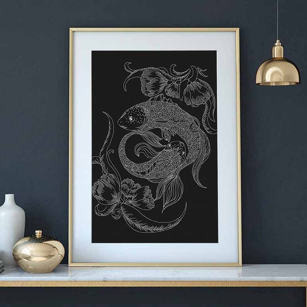 Pisces cross stitch zodiac sign pattern pdf - horoscope cross stitch pisces zodiac cross stitch chinese embroidery blackwork pattern