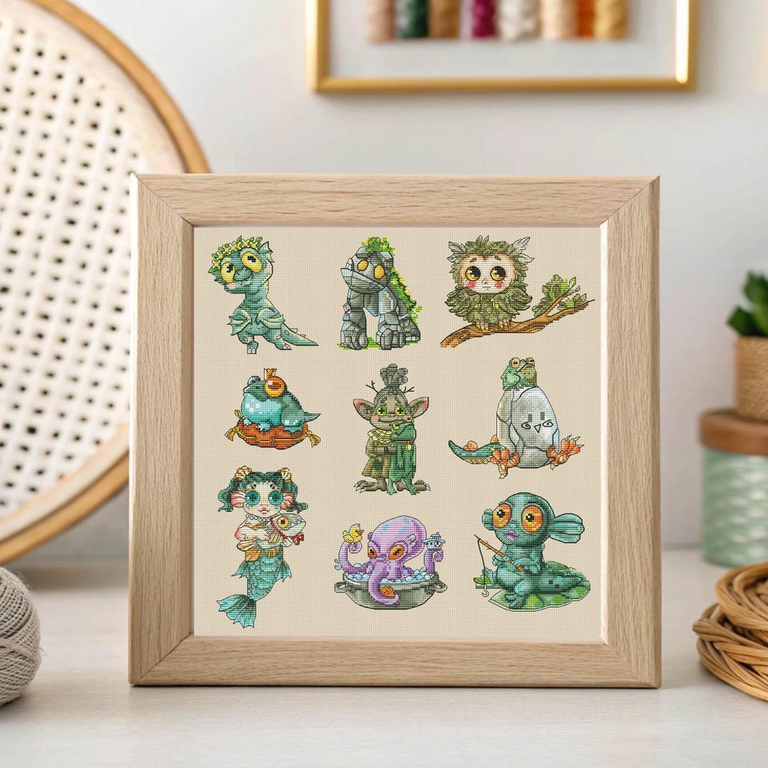 Chart Pattern Beast Mythical Beast Cross Stitch Pattern PDF Fantasy Woodland Spirit ...