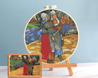 Gauguin korsstygn bondekvinnor mönster pdf - Impressionistisk konst korsstygn broderi runt korsstygn Paul Gauguin gammal målning dmc