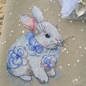 Bunny cross stitch floral pattern pdf - White rabbit embroidery easy cross stitch baby bunny cute rabbit cross stitch dmc blackwork