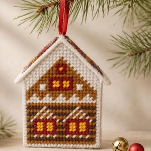 Mini Lebkuchenhaus Plastik 3D Muster, Weihnachten Taschentuchbox Bezug, Urlaub Kreuzstich PDF