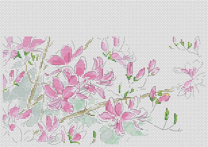 Sakura Cross Stitch Whitework Pattern Pdf Cherry Blossom - Etsy