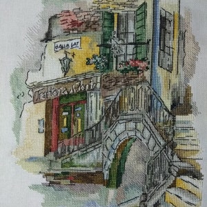 Venice Cross Stitch Travel pattern pdf - Old Bridge cross stitch Italy holiday embroidery Venice love needlepoint Venetian bridges dmc chart